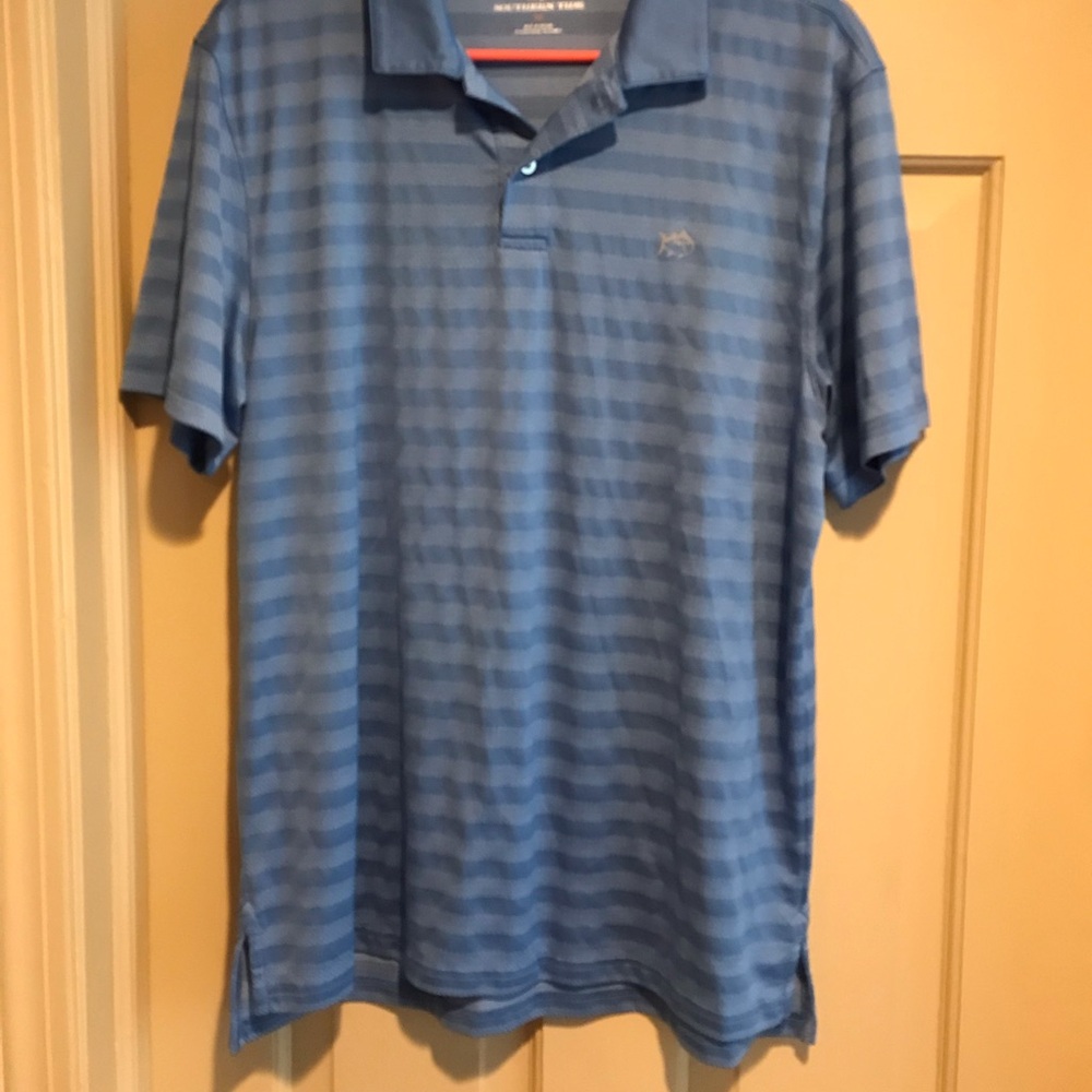 Men's Blue Striped Polo Shirt